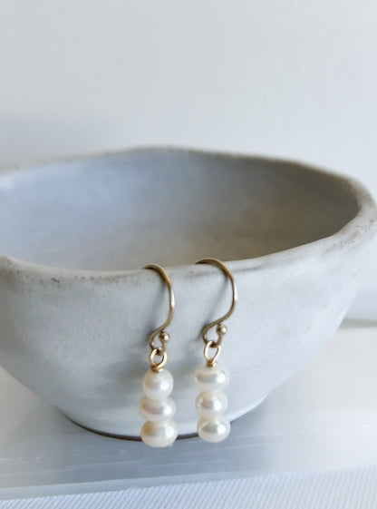 Trinity Mini Pearl Earrings